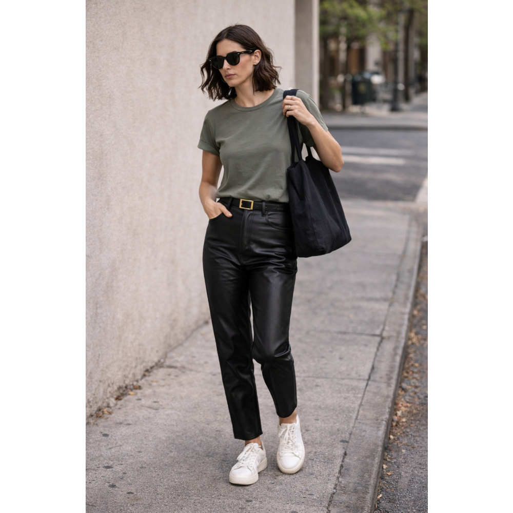 Abercrombie & Fitch 90s Straight Vegan Leather Pants 29 High Rise Black